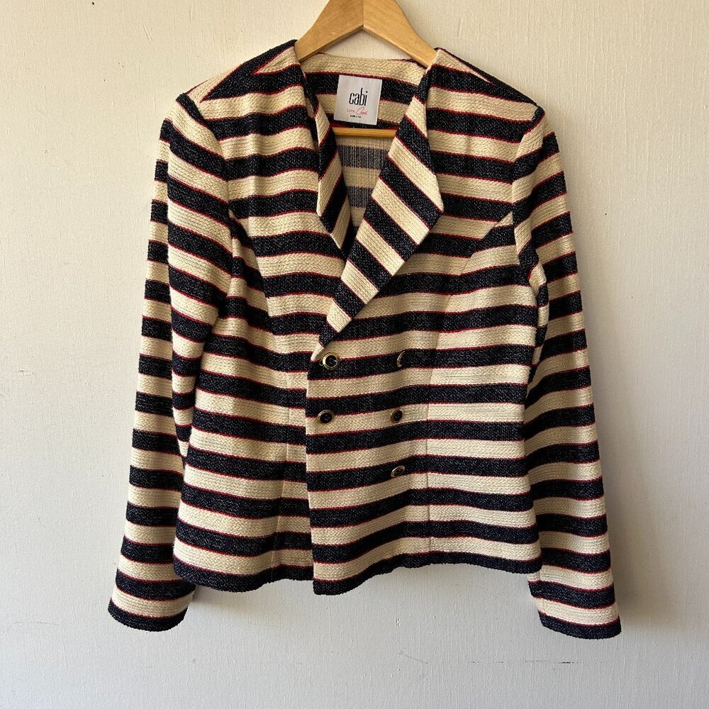 CABI Love Carol Collection Cruise Jacket Womens 6 Nautical Stripe Style #5094